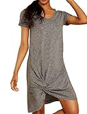 Blooming Jelly Women's Casual Short Sleeve T Shirt Dress V Neck Loose Plain Knot Dress