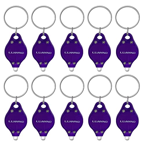 LUMANDÂ® 10 Pack Uv Mini LED Flashlight Keychain Torch Light Lamp Id Currency Passports Detector (10Pcs, Purple)