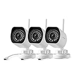 Zmodo 1080p Outdoor Wireless Camera, 3 Pack Indoor Outside WiFi Cameras, IR Night Vision, Motion Detection, Remote View, Easy Setup, White, Plug-In, Compatible with Alexa 3 Count