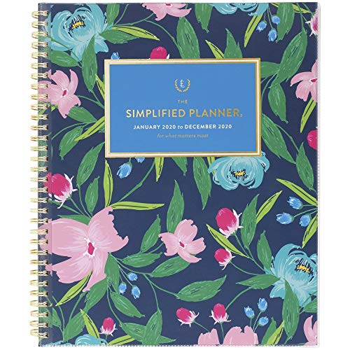 Simplified by Emily Ley 2020 Weekly & Monthly Planner, 8-1/2" x 11", Large, Customizable, Navy Floral (EL300-901)