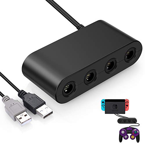 Controller Adapter for Nintendo Switch Gamecube, Super Smash Bros Ultimate Game Cube Adapter for Wii U, PC, Switch. No Driver Need and Works with V8.0