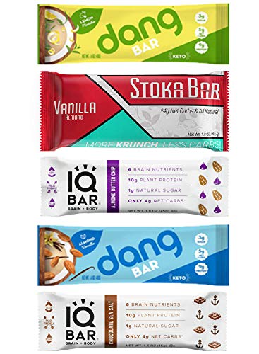 Keto Bars Low Carb Snacks Care Package Snack Gift Box (5 Count) - 5g Net Carbs or less - Variety Pack of High Energy Healthy Protein Bar - Chocolate, Vanilla, Lemon Matcha, Almond and more