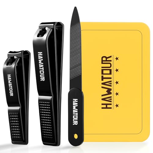 HAWATOUR Nail Clippers Set, Professional Nail Care Tools, Manicure Set Nail Clippers Kit with Nail Files, Matte Black