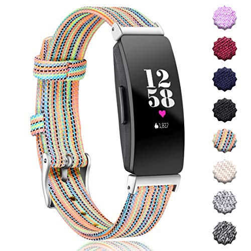 Maledan Bands Compatible with Fitbit Inspire HR and Inspire, Women Men, Large, Rainbow Pattern