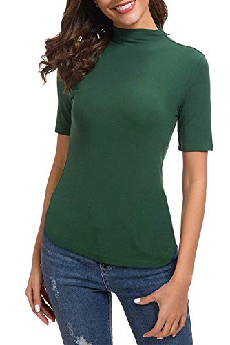 NUUR Women's Tank Tops Ruched Slim Fit Stretch Casual Comfy Shirt V Neck/Sleeveless/Turtleneck