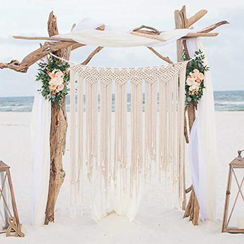 Hooqict Macrame Wall Hanging Large Cotton Handmade Woven Wall Hanging for Boho Wedding Living Room Bedroom Wall Decoration 39"x 45"