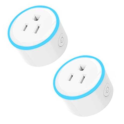 WiFi Smart Plug Mini Smart Outlet with Atmosphere Light,Smart Plug Compatible with Alexa& Google Home, Timer Function Device Sharing, Wall Plug No Hub Required APP Remote Control from Anywhere-2 Pack