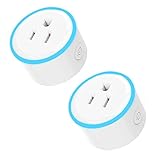 WiFi Smart Plug Mini Smart Outlet with Atmosphere Light,Smart Plug Compatible with Alexa& Google Home, Timer Function Device Sharing, Wall Plug No Hub Required APP Remote Control from Anywhere-2 Pack