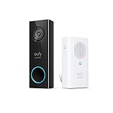 eufy Security, Wi-Fi Doorbell Camera, 2K Resolution, No Monthly Fees, Local Storage, Human Detection, with Wireless Chime—Requires Existing Doorbell Wires and Installation Experience, 16-24 VAC, 30 VA