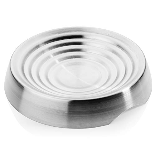 CatGuru New Premium Whisker Stress Free Cat Food Bowl, Reliefs Whisker Fatigue, Wide Cat Dish, Non Slip Cat Feeding Bowls, Shallow Cat Food Bowls, Non Skid Pet Bowls for Cats (Round, Stainless Steel)