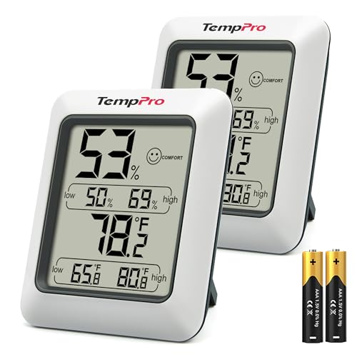 ThermoPro TP50 2 Pieces Digital Hygrometer Indoor Thermometer Room Thermometer and Humidity Gauge with Temperature Humidity Monitor