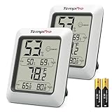 TempPro 2 Packs Digital Hygrometer Indoor Thermometer with Max/Min Records Room Thermometer and Humidity Monitor with Large LCD Display(Previously ThermoPro)