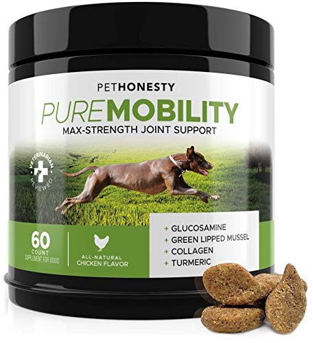 PureMobility Glucosamine for Dogs - Premium Dog Joint Supplement Support with Glucosamine, Green-Lipped Mussel, Collagen & Turmeric - Advanced Hip & Joint Chews & Pet Joint Pain Relief 60 ct