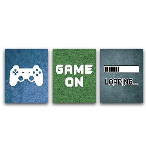 Book Cover Unframed Video Game Themed Art Print Funny Gaming Poster, Set Of 3 (8â€X10â€)Canvas Gamer Wall Art Artwork For Boys Or Gaming Lovers Room Decor