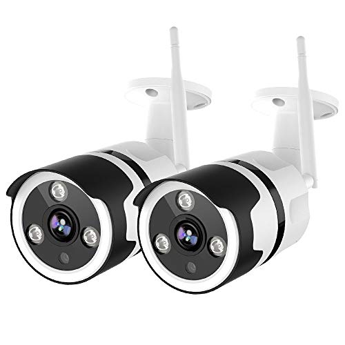 Outdoor Security Camera, 1080P Surveillance Cameras Outdoor WiFi Camera Two-Way Audio, IP66 Waterproof, FHD Night Vision, Motion Detection Camera with Cloud Storage for Videos (2 Pack)