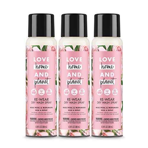 Love Home and Planet Dry Wash Spray Rose Petal & Murumuru 6.76 Fl Oz, Pack of 3