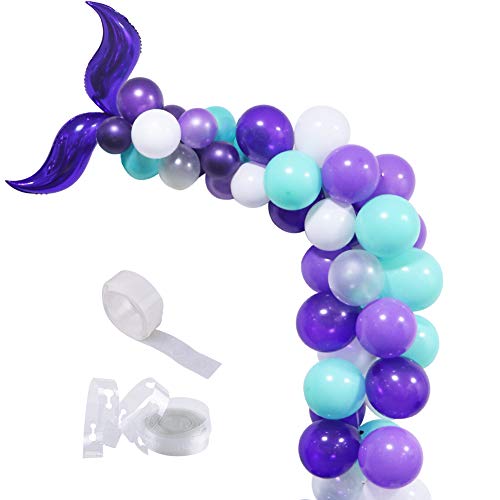 Mermaid Balloon Garland, Mermaid Foil Tail Balloons Garland Arch Kit for Mermaid Baby Shower Kids Birthday Party Decorations Mermaid Ocean Theme Party Supplies