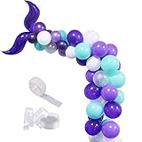 Mermaid Balloon Garland, Mermaid Foil Tail Balloons Garland Arch Kit for Mermaid Baby Shower Kids Birthday Party Decorations Mermaid Ocean Theme Party Supplies