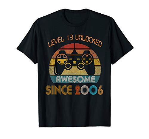 Level 13 Unlocked Awesome Since 2006-13th Birthday Gamer  T-Shirt
