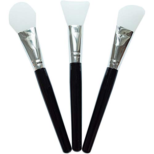ScivoKaval 3 Pcs Silicone Face Mask Brushes Long Handle Facial Mud Mask Applicator Brush Hairless Moisturizer Applicator Tools Soft Face Mask Applicator Body Mud Clay Charcoal Mixed Mask Tool Black