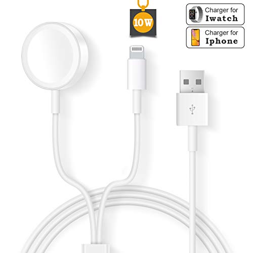 Apple iWatch Charger, 2 in 1 iPhone Charger with 3.3ft/1.0m Portable Charging Cable Compatible with for Apple Watch Series 4/3/2/1, iPhoneXR/XS/XS Max/X/8/8Plus/7 /7Plus/6/6Plus/iPad4/Air/mini/Airpod