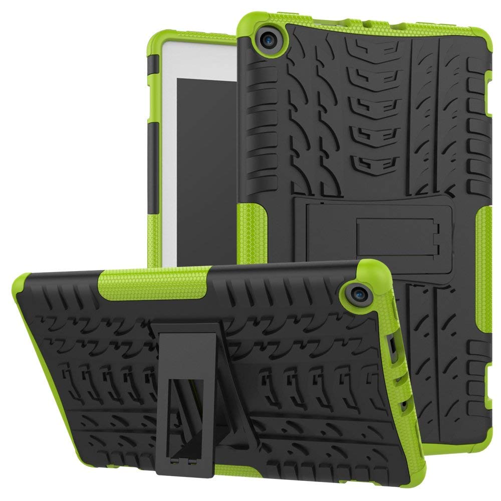 MAOMI AMZ F i r e 8 (2017/2018 Release) Case,[Kickstand Feature],Shock-Absorption/High Impact Resistant Heavy Duty Armor Defender Case for K i n d l e F i r e HD 8 7th/8th (Green)