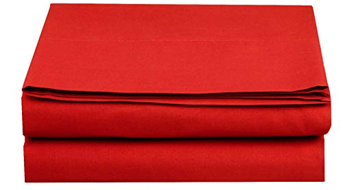 Elegant Comfort Premium Hotel Quality 1-Piece Flat Sheet, Luxury and Softest 1500 Thread Count Egyptian Quality Bedding Flat Sheet, Wrinkle-Free, Stain-Resistant, Full, Red