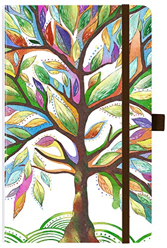 2020 Planner - Weekly & Monthly Planner with Tabs, 5.25" x 8.25", Hardcover with Pen Holder + Thick Paper, Back Pocket with Gift Box - Watercolor Tree
