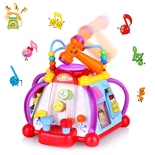 AOKESI Educational Baby Sit Up Toys, Musical Activity Cube Play Center with Realistic Sound and Colorful Lights, Multi-Function and Activities Skills for 1 Year Old Children Learning and Development