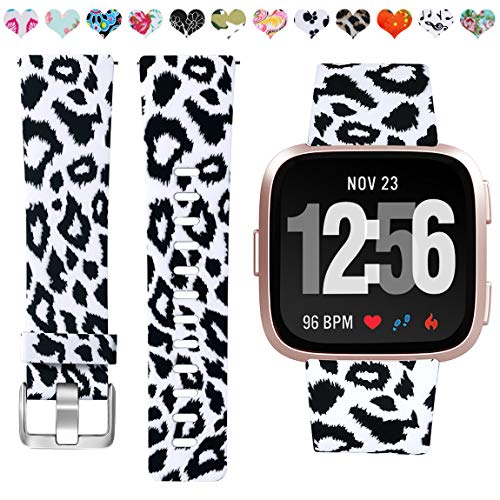 Maledan Compatible with Fitbit Versa 2/Versa Lite SE/Versa Bands for Women Men, Fadeless Pattern Band Printed Floral Strap Replacement for Fitbit Versa Smart Watch Family