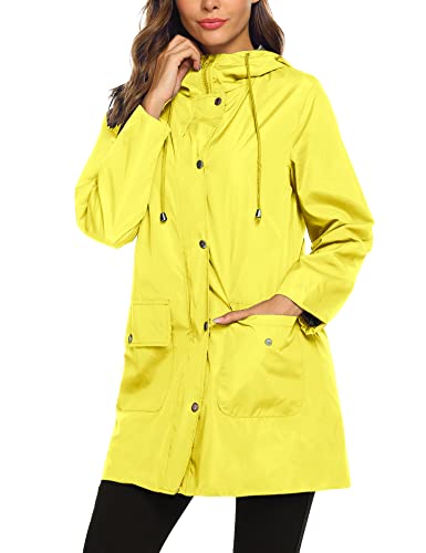 SUNAELIA Rain Jacket Raincoat Women Waterproof Lightweight Hooded Rain Coat Active Outdoor Windbreaker Trench Coat S-XXL