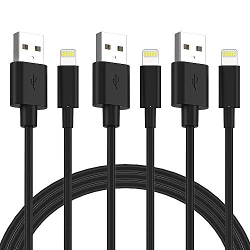 Quntis iPhone Charger Cable 3Pack 6ft Lightning to USB A Certified Fast Charger Cord Compatible with iPhone 14 13 12 11 XS Max XR X 8 Plus 7 Plus 6s Plus 5s SE iPad Pro iPod Airpods and More - Black