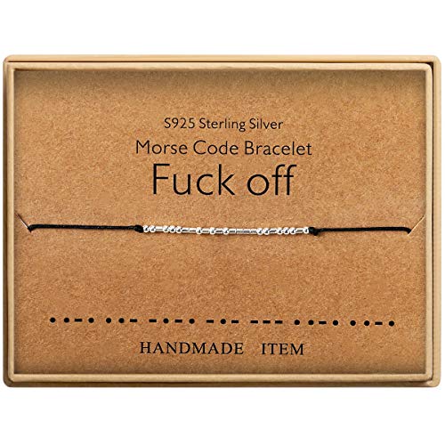 Fuck Off Morse Code Bracelet Sterling Silver Beads on Silk Cord Friendship Bracelet Gift for Her