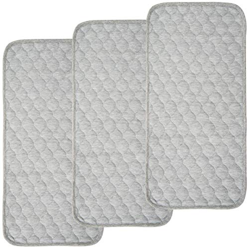 Book Cover BlueSnail Bamboo Quilted Thicker Waterproof Changing Pad Liners, 3 Count (Gray)