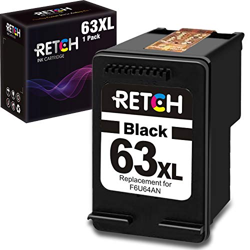 RETCH Re-manufactured Ink Cartridge Replacement for HP 63XL 63 XL for Envy 4520 4516 Officejet 5255 5258 5220 3830 4650 3831 3833 4655 DeskJet 1112 3630 3632 3633 3634 2130 2132 (1 Black)