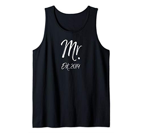 Wedding Gift for Men Husband's Honeymoon Gift Mr. Est. 2019 Tank Top