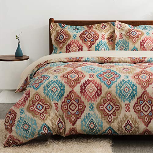 Bedsure Bohemian Duvet Cover King Size with Zipper Closure, Super Soft Microfiber Boho Comforter Cover Bedding Sets, 104x90 inches