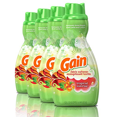 Gain Liquid Fabric Softener, Tropical Sunrise, 41 fl oz, 48 Loads (Pack of 4)