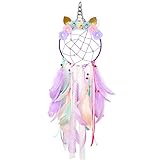 QtGirl Dream Catchers for Kids Unicorn Dream Catcher Feather Wall Décor for Girls Bedroom Flower Wall Hanging Decoration Flower Dream Catcher