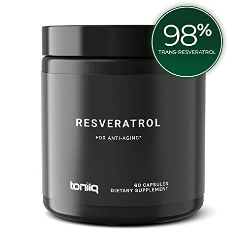 Ultra High Purity Resveratrol Capsules - 98% Trans-Resveratrol - 100:1 Concentrated Extract - Antioxidant Supplement - Support for Anti Aging and Immune Health - 60 Caps Reservatrol Supplement