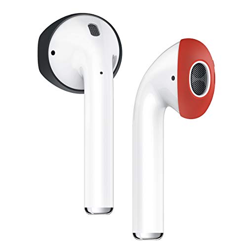 elago [Fit in The case] Ear Tips Compatible with Apple AirPods 1 & 2, 2 Pairs of 2 Colors [ Black + Red ]