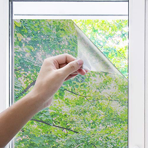 innoAura One Way Window Film- Anti UV Static Cling Window Film 100% Light Blocking for Privacy Removal Decorate Heat Control Glass Tint Home Office Windows.(23.6" x 78.7", Silver)