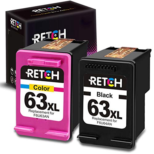Book Cover RETCH Re-Manufactured Ink Cartridge Replacement for HP 63XL 63 XL for Envy 4520 4516 Officejet 5255 5258 3830 4650 3831 3833 4655 DeskJet 1112 3630 3632 2130 2132 (1 Black 1 Tri-Color)