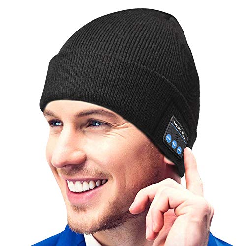 Bluetooth Beanie Gift for Men and Women, Upgraded Bluetooth 5.0 Music Hat, Wireless Headphone Built-in HD Stereo Speakers with Rechargeable USB for Winter Fitness Outdoor Sports & Christmas Gift
