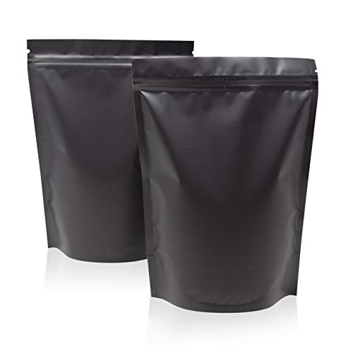 100 Large Smell Proof Bags 6.3x8.6 Inches Matte Black Mylar Bags Stand Up Bags by Space Seal Odorless Smell Proof Bag Resealable Baggies