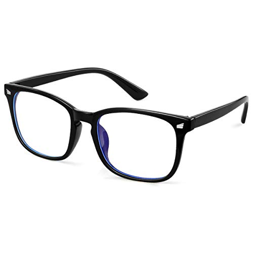 EOSNEIK Blue Light Blocking Glasses Men Women Vintage Thick Round Rim Frame Eyeglasses Anti Blue Ray Computer Game Glasses (w)