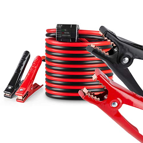 Booster Jumper Cable 4 Gauge x 20Ft 600AMP with Reverse Polarity Protection, Safety Gloves,Carry Bag