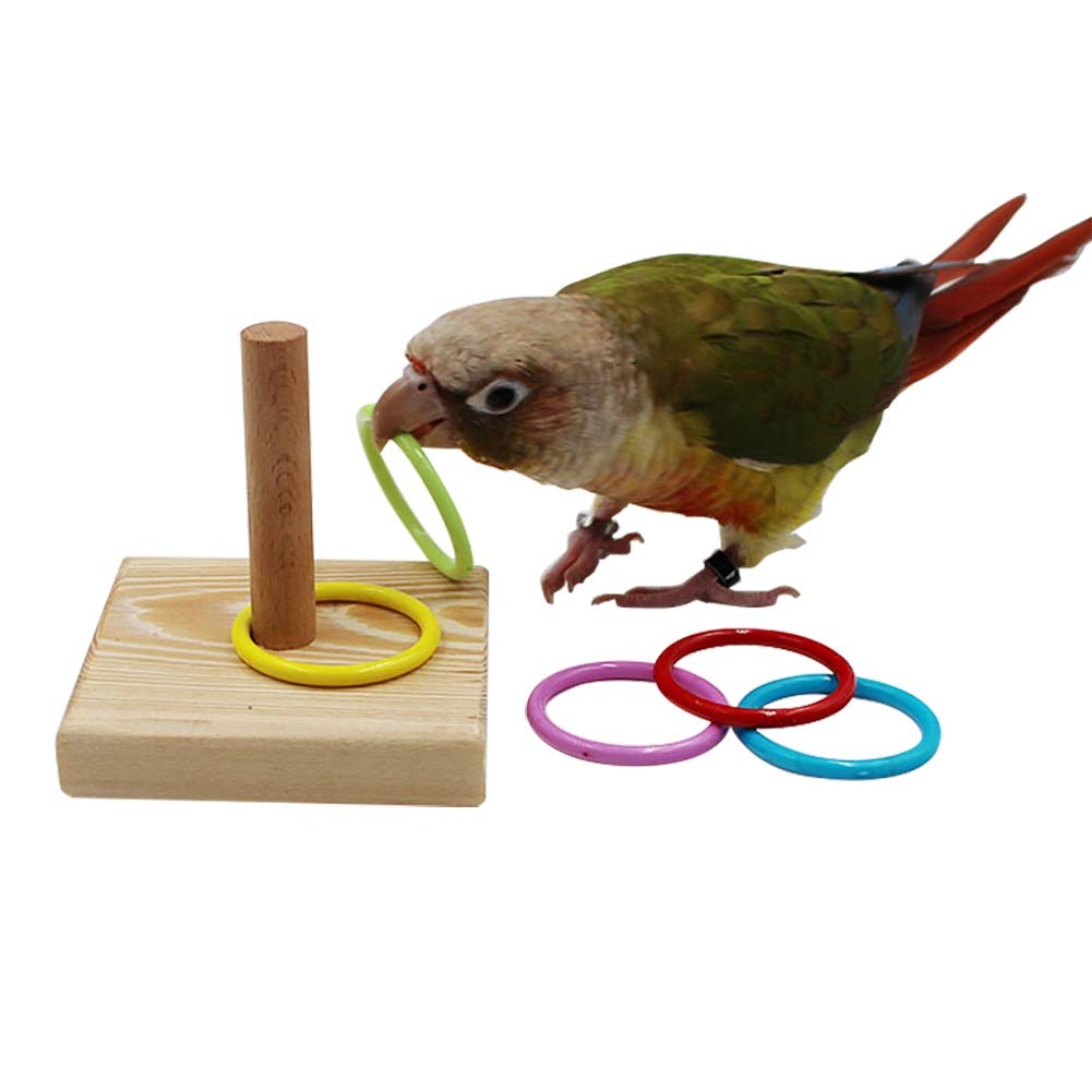 QBLEEV Bird Training Ring Toy, Parrot Trick Tabletop Toys, Bird Educational Toys, Stacking Color Rings,Bird Cage Toys ring toys