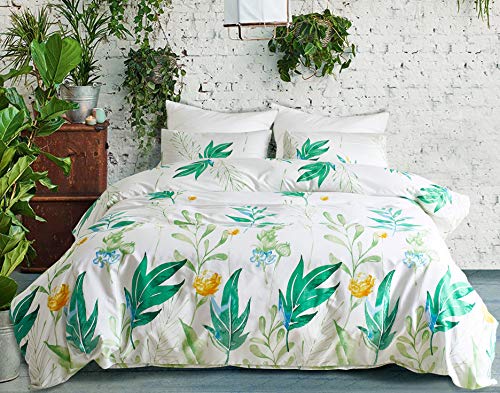Book Cover Argstar 3 Pcs Queen Duvet Covers Set, Leaves Bed Sets, White Comforter Cover with Natural Leaves, Soft Lightweight Microfiber, 1 Duvet Cover and 2 Pillow Cases, for Men Women Boys and Girls