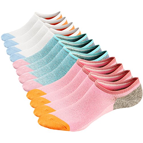 Womens No Show Low Cut Ankle Sock Cotton Mesh Top Macaron Colors Ventilation Non-Slide Socks